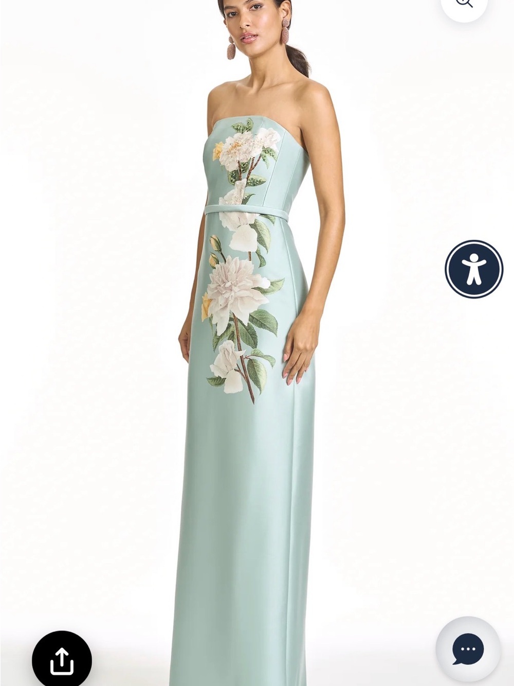 Sachin + Babi Strapless Sophia gown Mint Floral Column Gown